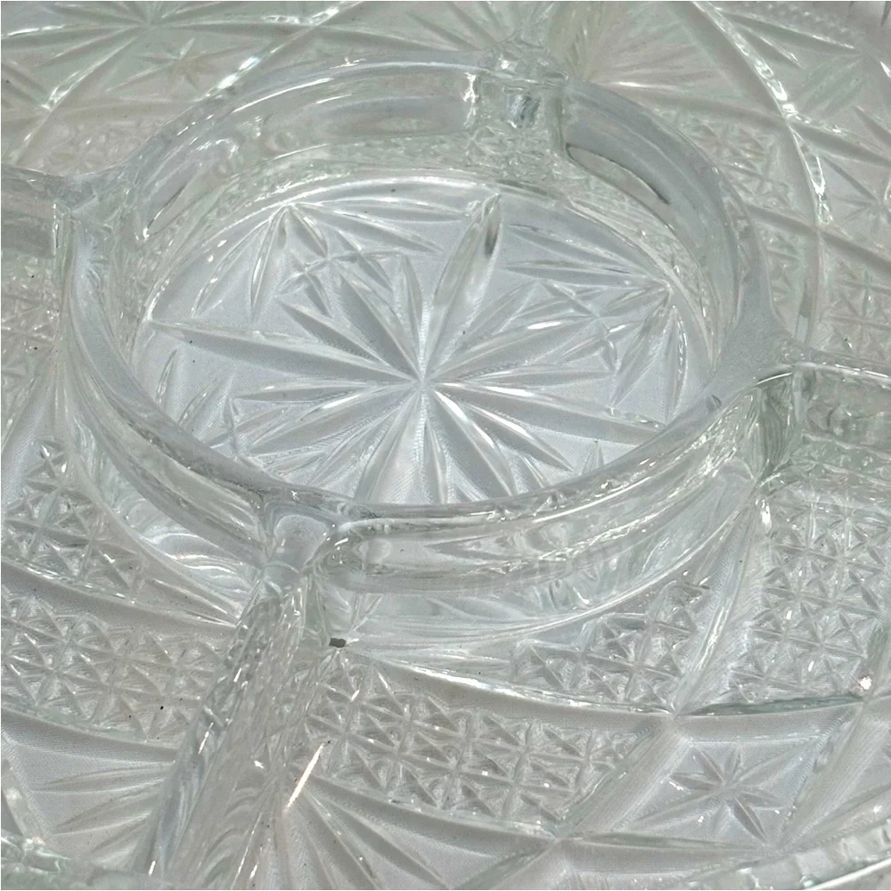 Vintage Libbey Clarion Divided Serving Dish Tray Clear Glass 9”